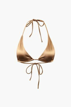 Coquette Aesthetic Satin Triangle Tie Side Bikini Set