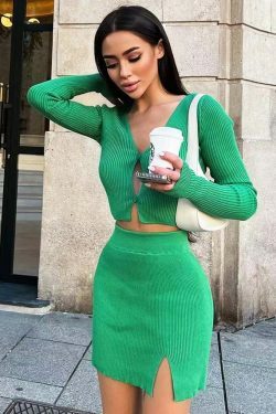 Coquette Aesthetic Scarlett Slit Button-Up Set - Y2K Fashion Outfit