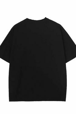 Coquette Aesthetic Shadow Graphic Acid Washed T-Shirt - Y2K Fashion Grunge Style Cute Tops