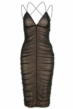 Coquette Aesthetic Sheer Allure Midi Dress - Y2K Fashion Women's Clothing