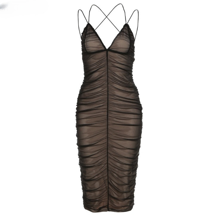 Coquette Aesthetic Sheer Allure Midi Dress - Y2K Fashion Women's Clothing