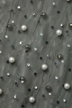 Coquette Aesthetic Sheer Mesh Pearl & Rhinestone Maxi Dress for Women - Y2K Fashion Statement