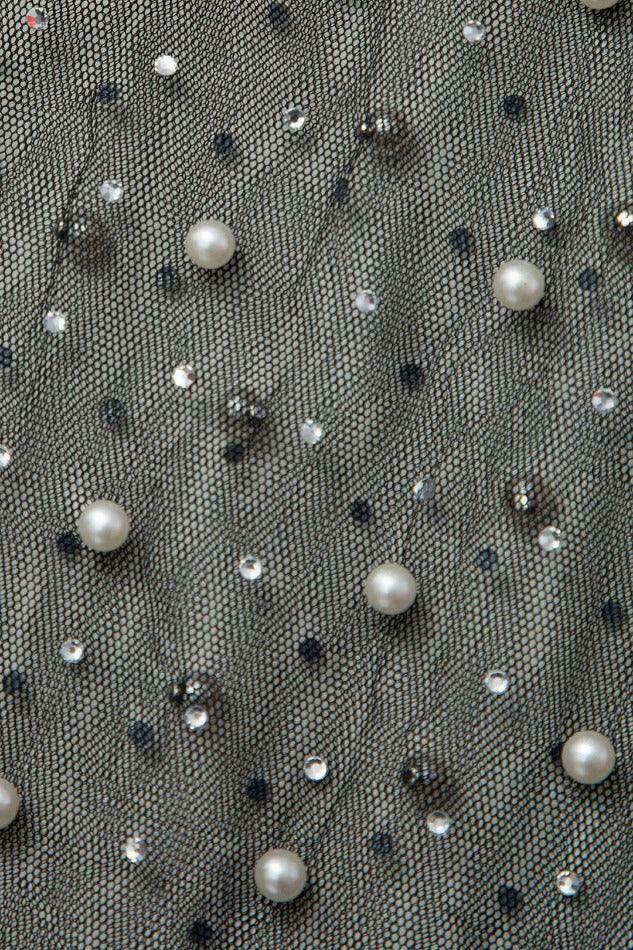 Coquette Aesthetic Sheer Mesh Pearl & Rhinestone Maxi Dress for Women - Y2K Fashion Statement