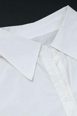 Coquette Aesthetic Shirt with Irregular Hem - Y2K Fashion Long Sleeve Blouse