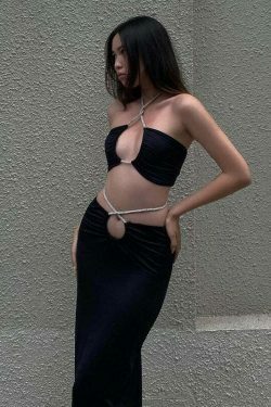 Coquette Aesthetic Silver Rope Necklace Two-Piece Set