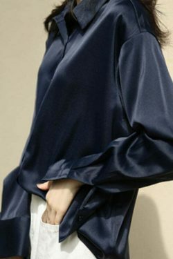 Coquette Aesthetic Simona Satin Shirt - Y2K Fashion Women's Top for Grunge & Pastel Goth Style