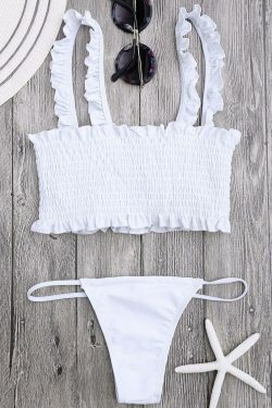 Coquette Aesthetic Single-Breasted Smocked Ruffles Top & Briefs