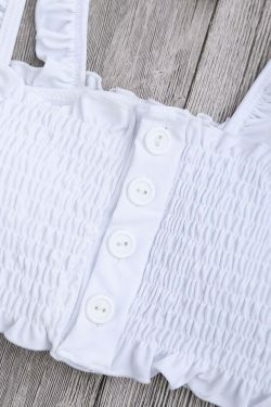 Coquette Aesthetic Single-Breasted Smocked Ruffles Top & Briefs