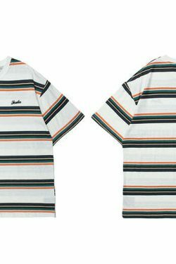 Coquette Aesthetic Skater Stripe Tee - Y2K Fashion with Grunge Style, Cute Tops & Pastel Goth Vibes