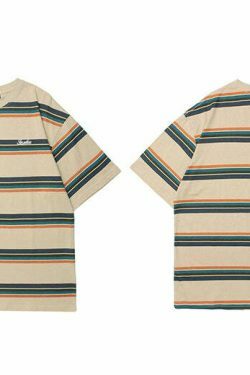 Coquette Aesthetic Skater Stripe Tee - Y2K Fashion with Grunge Style, Cute Tops & Pastel Goth Vibes