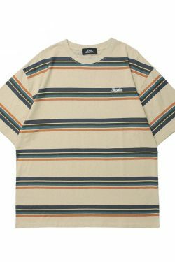 Coquette Aesthetic Skater Stripe Tee - Y2K Fashion with Grunge Style, Cute Tops & Pastel Goth Vibes