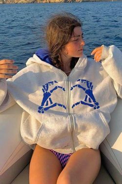 Coquette Aesthetic Skeleton Finger Oversized Hoodie - Y2K Fashion Statement Piece for Women
