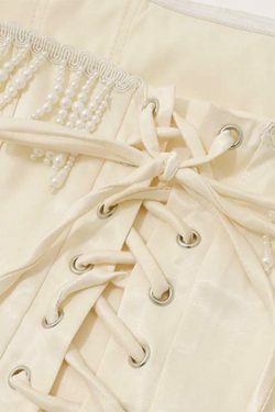 Coquette Aesthetic Slim Fit Pearl Strap Corset Top