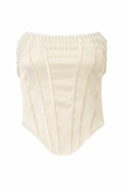 Coquette Aesthetic Slim Fit Pearl Strap Corset Top