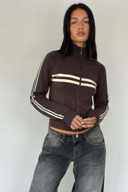 Coquette Aesthetic Slim Fit Zip Knit Hoodie