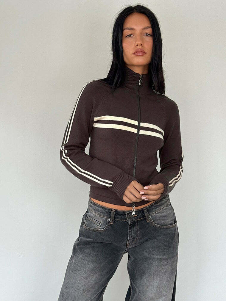 Coquette Aesthetic Slim Fit Zip Knit Hoodie Coquette Aesthetic Slim Fit Zip Knit Hoodie