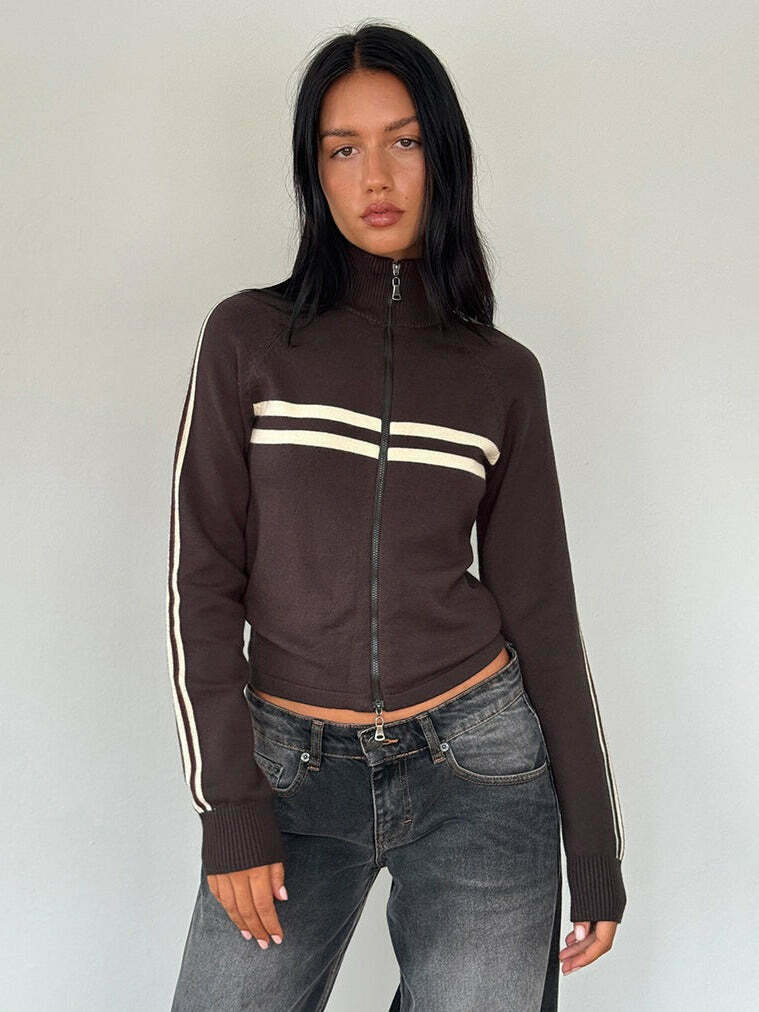 Coquette Aesthetic Slim Fit Zip Knit Hoodie Coquette Aesthetic Slim Fit Zip Knit Hoodie