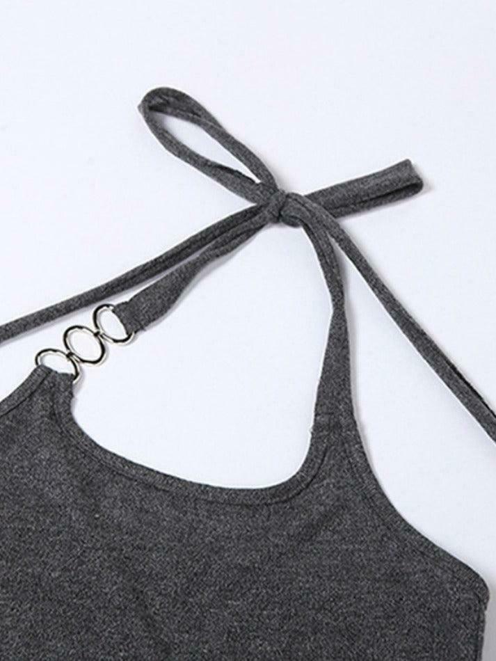 Coquette Aesthetic Slim Halter Sweater in Solid Color for Women - Y2K Fashion Statement