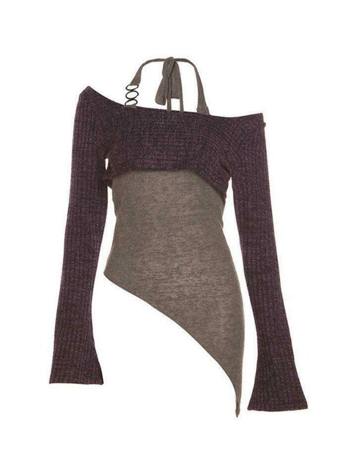 Coquette Aesthetic Slim Halter Sweater in Solid Color for Women - Y2K Fashion Statement