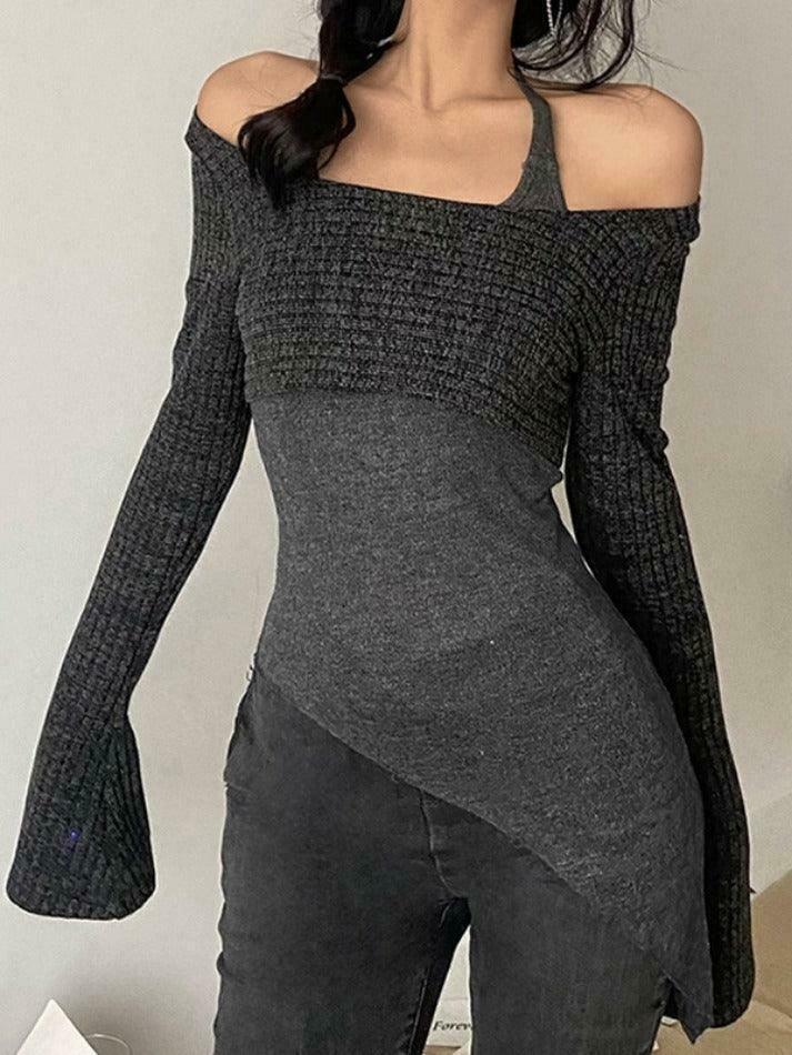 Coquette Aesthetic Slim Halter Sweater in Solid Color for Women - Y2K Fashion Statement