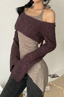 Coquette Aesthetic Slim Halter Sweater in Solid Color for Women - Y2K Fashion Statement