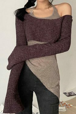 Coquette Aesthetic Slim Halter Sweater in Solid Color for Women - Y2K Fashion Statement