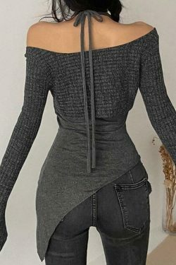 Coquette Aesthetic Slim Halter Sweater in Solid Color for Women - Y2K Fashion Statement
