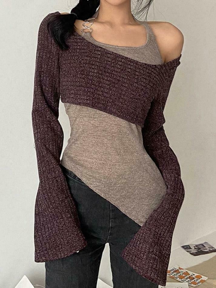 Coquette Aesthetic Slim Halter Sweater in Solid Color for Women - Y2K Fashion Statement