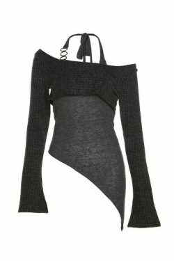 Coquette Aesthetic Slim Halter Sweater in Solid Color for Women - Y2K Fashion Statement