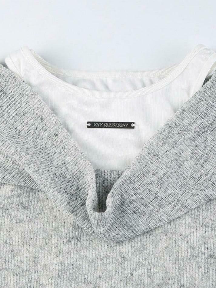 Coquette Aesthetic Slim Tank Top with Cowl Neck - Y2K Fashion Long Sleeve Knit