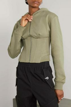 Coquette Aesthetic Slim Waist Hooded Short Sweater