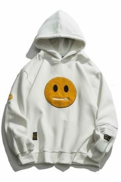 Coquette Aesthetic Smiley Zipper Hoodie - Y2K Fashion Grunge Style Cute Tops Pastel Goth