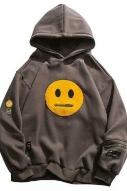Coquette Aesthetic Smiley Zipper Hoodie - Y2K Fashion Grunge Style Cute Tops Pastel Goth
