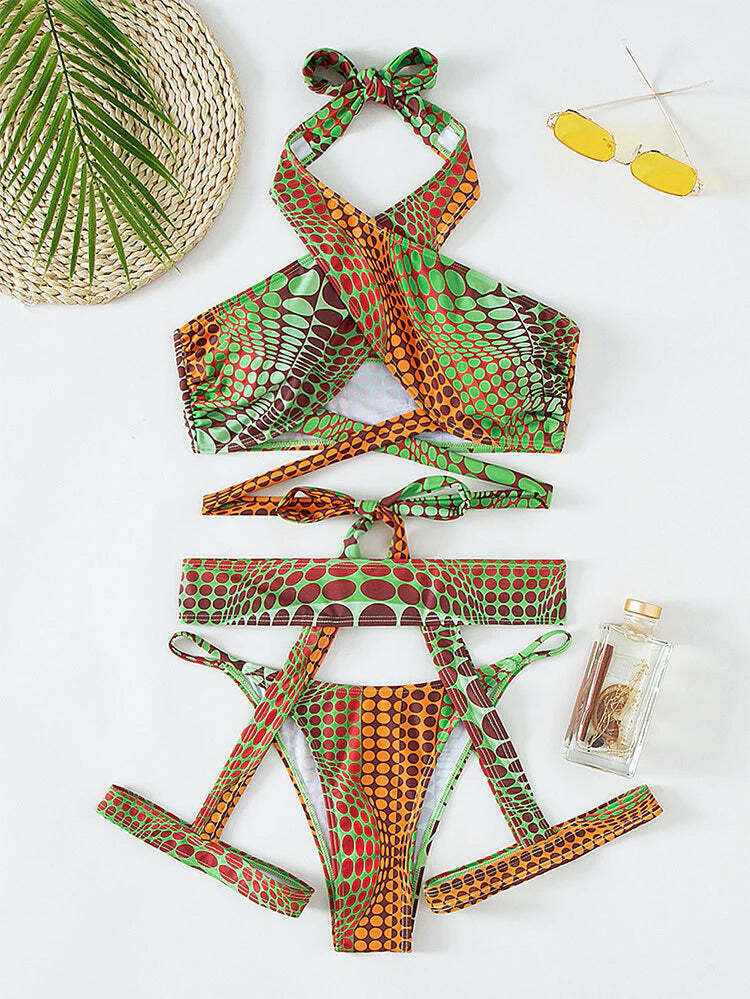 Coquette Aesthetic Snakeskin Strap Triangle Bikini Coquette Aesthetic Snakeskin Strap Triangle Bikini