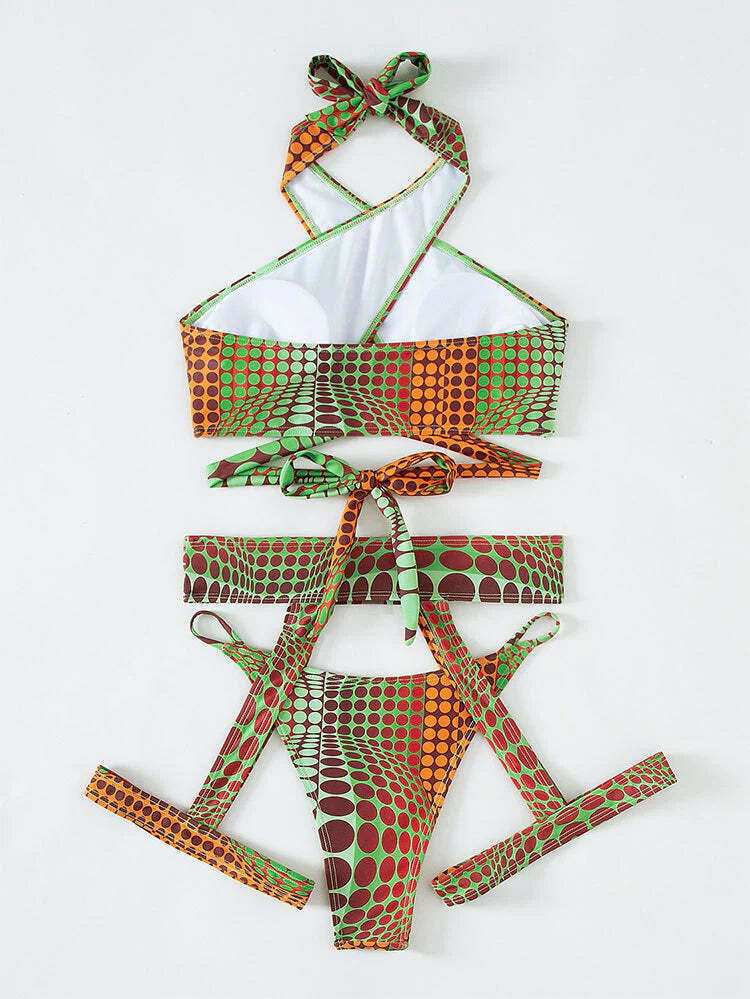 Coquette Aesthetic Snakeskin Strap Triangle Bikini Coquette Aesthetic Snakeskin Strap Triangle Bikini