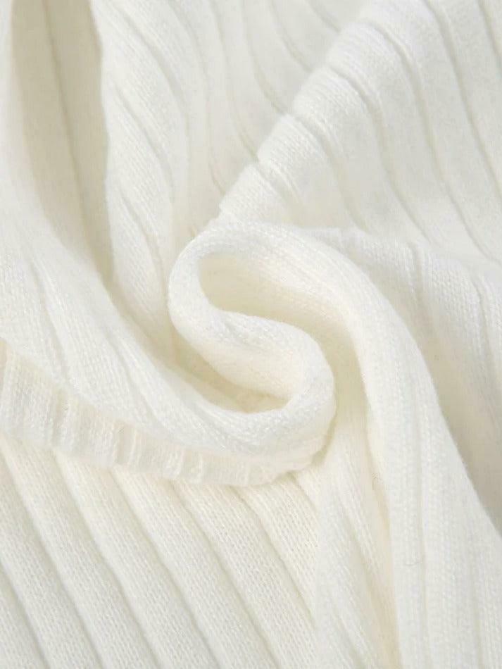 Coquette Aesthetic Solid Breasted Ribbed Long Sleeve Knit Sweater Coquette Aesthetic Solid Breasted Ribbed Long Sleeve Knit Sweater