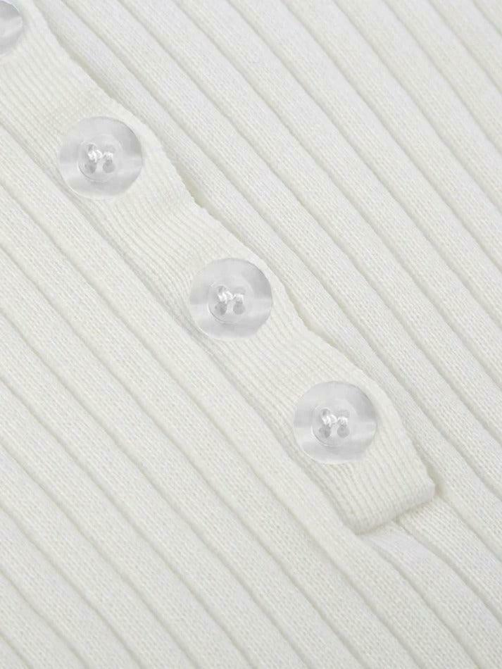 Coquette Aesthetic Solid Breasted Ribbed Long Sleeve Knit Sweater Coquette Aesthetic Solid Breasted Ribbed Long Sleeve Knit Sweater