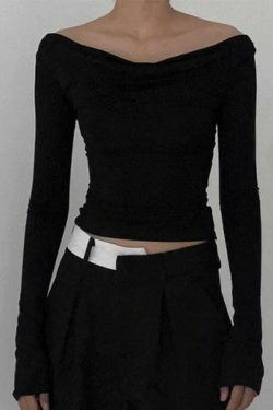 Coquette Aesthetic Solid Color Backless Lacing Long Sleeve Tee - Y2K Fashion Grunge Style