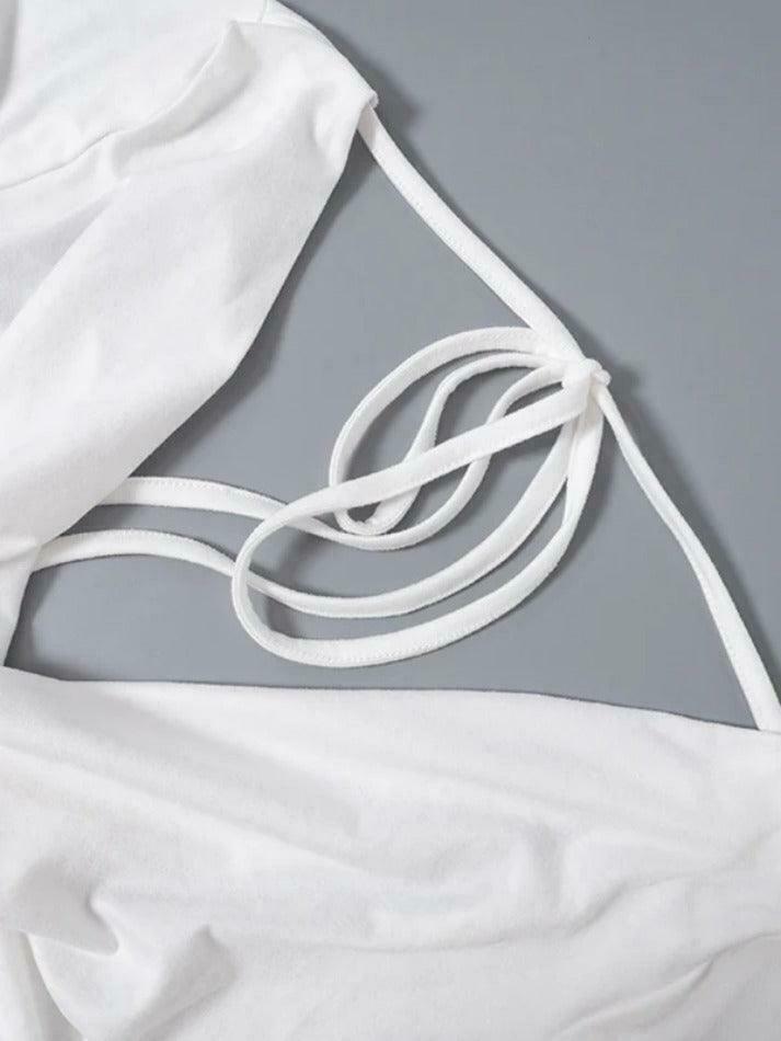 Coquette Aesthetic Solid Color Backless Lacing Long Sleeve Tee - Y2K Fashion Grunge Style Coquette Aesthetic Solid Color Backless Lacing Long Sleeve Tee - Y2K Fashion Grunge Style