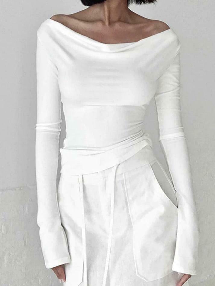 Coquette Aesthetic Solid Color Backless Lacing Long Sleeve Tee - Y2K Fashion Grunge Style Coquette Aesthetic Solid Color Backless Lacing Long Sleeve Tee - Y2K Fashion Grunge Style