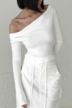 Coquette Aesthetic Solid Color Backless Lacing Long Sleeve Tee - Y2K Fashion Grunge Style