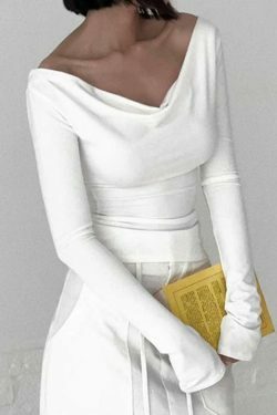 Coquette Aesthetic Solid Color Backless Lacing Long Sleeve Tee - Y2K Fashion Grunge Style