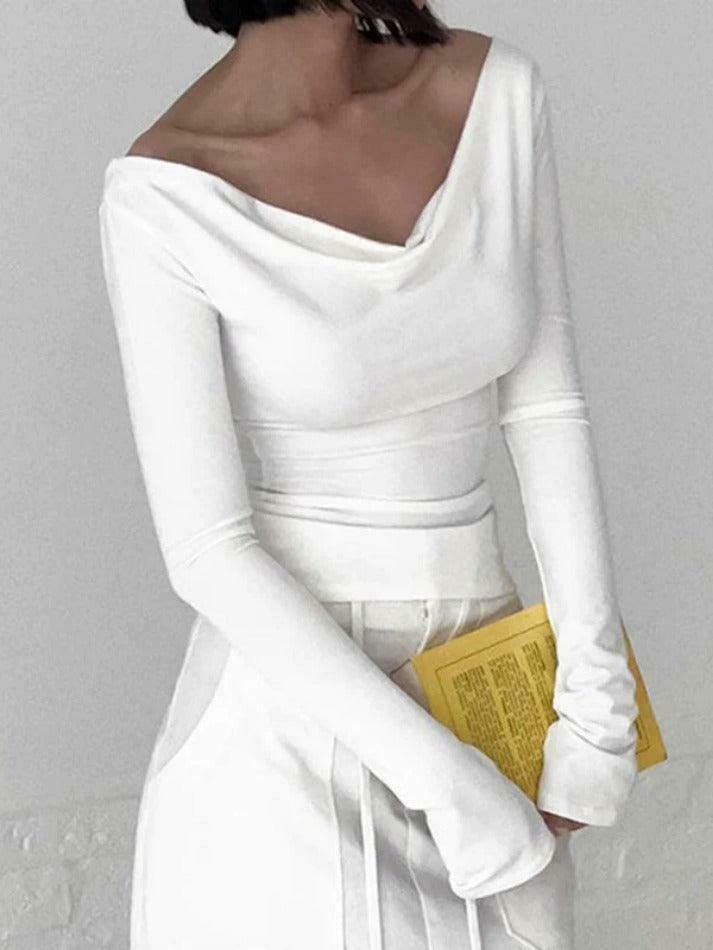 Coquette Aesthetic Solid Color Backless Lacing Long Sleeve Tee - Y2K Fashion Grunge Style Coquette Aesthetic Solid Color Backless Lacing Long Sleeve Tee - Y2K Fashion Grunge Style