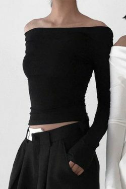 Coquette Aesthetic Solid Color Backless Lacing Long Sleeve Tee - Y2K Fashion Grunge Style