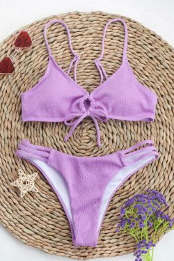 Coquette Aesthetic Solid Color Bikini - Y2K Fashion Swimwear for Women