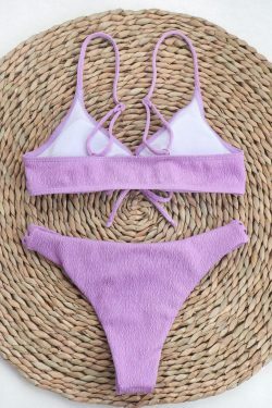 Coquette Aesthetic Solid Color Bikini - Y2K Fashion Swimwear for Women