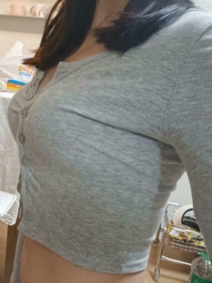 Coquette Aesthetic Solid Color Crop Shirt: Y2K Fashion Long Sleeve Top for Women