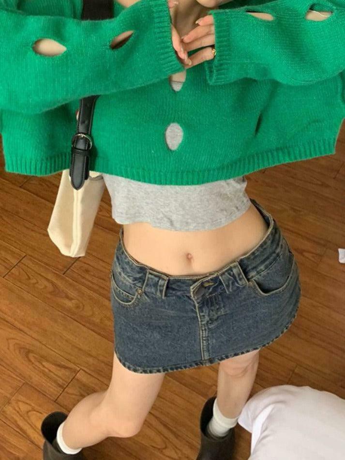 Coquette Aesthetic Solid Color Cutout Crop Long Sleeve Knit Sweater Coquette Aesthetic Solid Color Cutout Crop Long Sleeve Knit Sweater