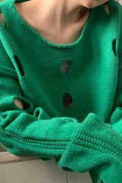 Coquette Aesthetic Solid Color Cutout Crop Long Sleeve Knit Sweater