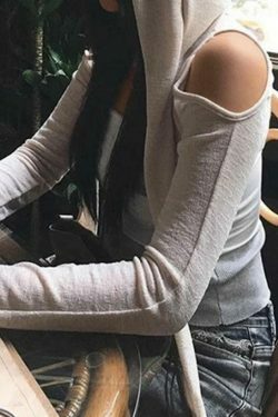 Coquette Aesthetic Solid Color Cutout Hooded Lacing Long Sleeve Tee